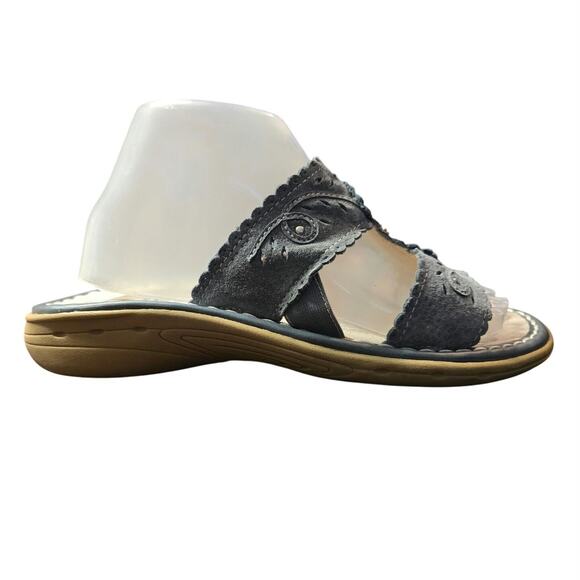 Earth‎ Spirit Sandals Womens 9 Slip On Slides Blue Leather Open Toe Casual - Picture 5 of 8